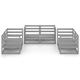 6 Piece Garden Lounge Set Grey Solid Wood Pine 3075441