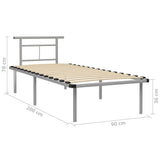 Bed Frame without Mattress Grey Metal 90x200cm 324822