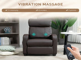 Recliner Armchair, Massage Faux Leather Push Back Reclining Chair with Adjustable Leg Rest, Side T3398P340996