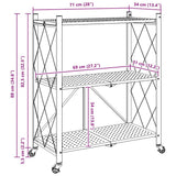 Storage Shelf on Wheels Black 71x34x88 cm Steel 4012385