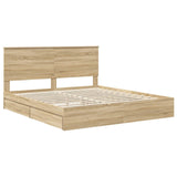 Storage Bed with Drawer Sonoma Oak 180 x 200 cm Engineered Wood 3409526