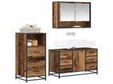 Bathroom Furniture Set with Door 3 pcs Old Wood Engineered Wood 3402494