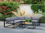 Three-Piece L Shaped Garden Furniture Set with Cushions - Grey T3398P323814