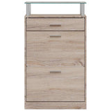Shoe Cabinet with a Drawer and a Top Glass Shelf Wood Oak Look 241245