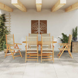 Garden Dining Set Folding 7 pcs Beige Solid Acacia Wood 3375741