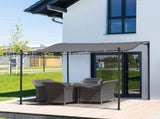 3x3m Freestanding Metal Wall Awning Canopy Grey T3398P318650
