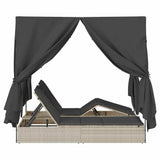 Double Sun Lounger with Roof Light grey 205 x 129 x 200 cm 3376132