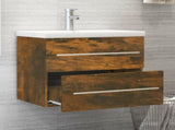 Sink Cabinet with Built-in Basin Smoked Oak Engineered Wood 3120179