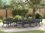 Garden Dining Set 9 pcs Black Powder-Coated Steel 3379316