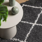 ZNTS Shaggy Rug PAMPLONA High Pile Modern Black and Cream 160x160 cm 375412
