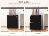 3-Drawer Vertical Filing Cabinet with Pencil Tray, Lock and 5 Wheels, Steel Mobile File Cabinet, for T3398P342469