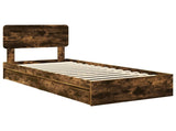 Storage Bed with Drawer Smoked Oak 100 x 200 cm Engineered Wood 3412308