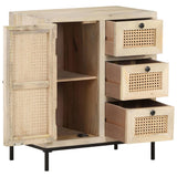 Sideboard 60x35x70 cm Solid Mango Wood and Natural Cane 323508