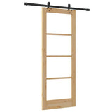 Sliding Door Natural 78 x 202 cm Solid Pine Wood and Glass 3332271