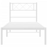 Metal Bed Frame without Mattress with Headboard White 80x200cm 372317