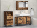 Bathroom Furniture Set with Door 3 pcs Old Wood Engineered Wood 3402494