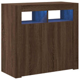 Sideboard with LED Lights Brown Oak 80x35x75 cm 815731