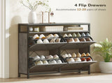 Shoe Storage Cabinet with 4 Flip Drawers and Open Shelf - Cement Grey T3398P377994