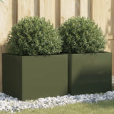 ZNTS Planters 2 pcs Olive Green 42x40x39 cm Steel 841554