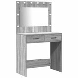 Dressing Table with Mirror Lights 2 pcs Grey Engineered wood 3334232