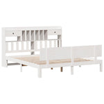 ZNTS Bookcase Bed without Mattress White 200x200cm Solid Wood Pine 3322701