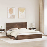 Storage Bed with Drawer Brown Oak 200 x 200 cm Engineered Wood 3412657