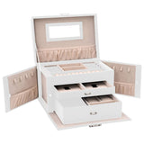 Jewellery Box 3-Layer with Mirror Lockable White 26x18x17.5 cm 4103558