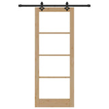 Sliding Door Natural 83 x 211 cm Solid Pine Wood and Glass 3332279