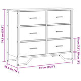Chest of Drawers Smoked Oak 91x35.5x74.5 cm Engineered wood 3295304