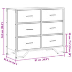 Chest of Drawers Black 91x35.5x74.5 cm Engineered wood 3295302