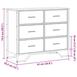 Chest of Drawers Black 91x35.5x74.5 cm Engineered wood 3295302
