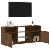 TV Cabinet with LED Lights Brown Oak 120x30x50 cm 815716