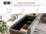 Modern 3 Seater Sofa with Hidden Storage, 169cm Tufted Cotton Couch with Wood Legs, Compact Sofa for T3398P328270