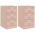 ZNTS Bedside Cabinets 2 pcs Pink 34.5x39x62 cm Steel 841778