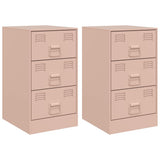 ZNTS Bedside Cabinets 2 pcs Pink 34.5x39x62 cm Steel 841778