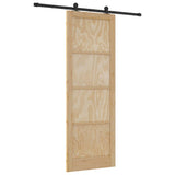 Sliding Door Natural and Black 83 x 232 cm Solid Pine Wood 3333340