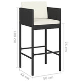 Bar Stool Set of 2 Black Poly rattan Counter Height Lightweight 316673