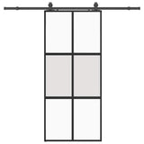 Sliding Door with Hardware Set Black 90x205 cm Tempered Glass 3375964