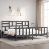 ZNTS Bed Frame without Mattress Grey 200x200 cm Solid Wood Pine 3193098