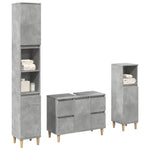 ZNTS 3 Piece Bathroom Furniture Set Concrete Grey Engineered Wood 3324949