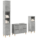 ZNTS 3 Piece Bathroom Furniture Set Concrete Grey Engineered Wood 3324949
