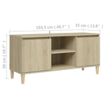 TV Cabinet with Solid Wood Legs Sonoma Oak 103.5x35x50 cm 805962