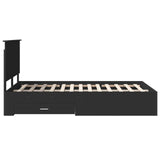 Bed Frame with Headboard Black 120 x 190 cm Engineered Wood 3411333