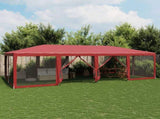 Party Tent with 12 Mesh Sidewalls Red 8x4 m HDPE 4010075