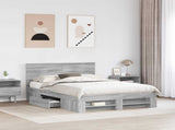 Bed Frame Grey Sonoma 140 x 200 cm Engineered Wood 3408765
