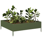 ZNTS Garden Raised Bed Olive green 100x100x33.5 cm Steel 851027