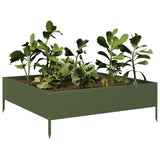 ZNTS Garden Raised Bed Olive green 100x100x33.5 cm Steel 851027