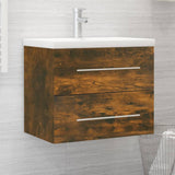 Sink Cabinet with Built-in Basin Smoked Oak Engineered Wood 3120179