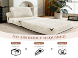 3 in 1 Convertible Corduroy Floor Sofa Bed, Oversized Fold Out Chaise Lounge with High Density T5592P539604