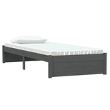 Bed Frame without Mattress Grey Solid Wood 75x190 cm Small Single Small Single 814911